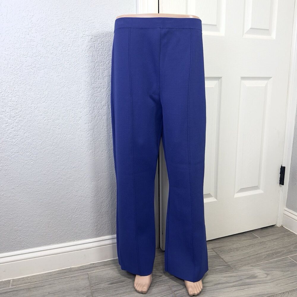 Theory Ankle Cut Flare Pant W Compact Crepe Lupine Blue Pull On L NWT $325 - Picture 2 of 10